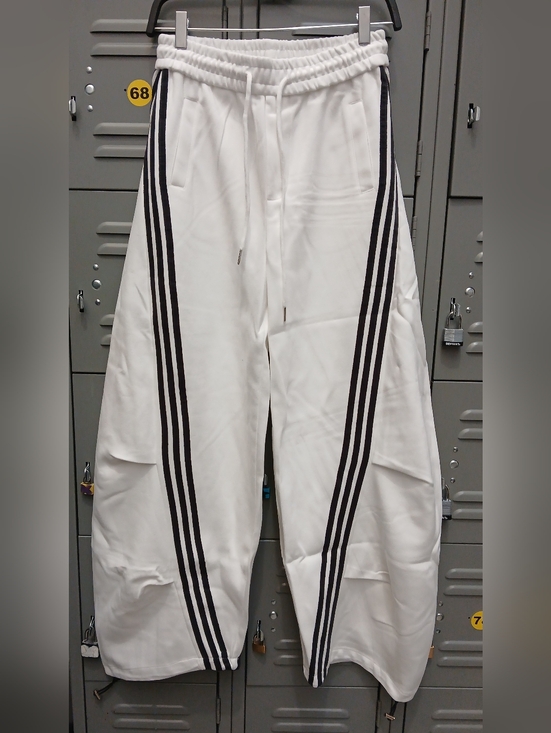 New! Flooo Loose Wide Leg Striped White W/Black Barrel Sweats Size M - Picture 5 of 8